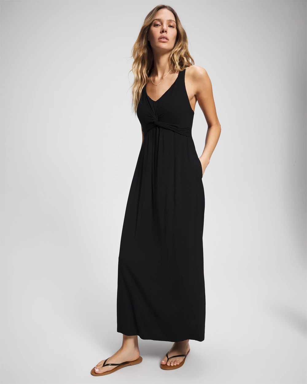 BLACK - Soft Jersey Twist Front Maxi Dress | Soma