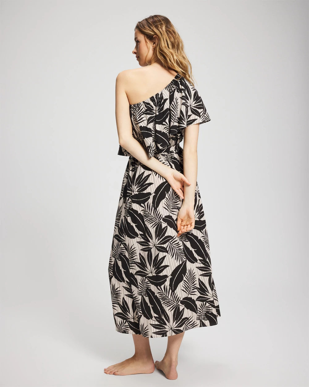 BLACK - Island Time Ruffled Midi Dress | Soma