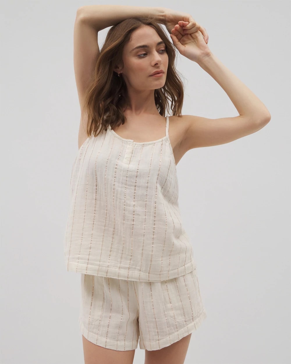 CHAMPAGNE STRIPE - Cotton Gauze Pajama Cami | Soma