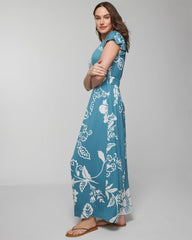 GARDEN TAPESTRY G BLUE - Flutter Sleeve Maxi Bra Dress | Soma