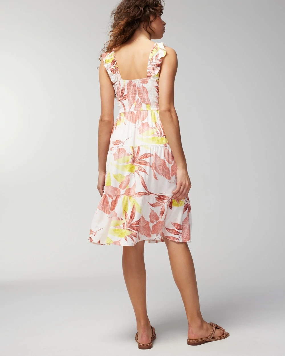 ENCHANTED PALMS KEY LIME - Smocked Flutter Sleeve Mini Bra Dress | Soma