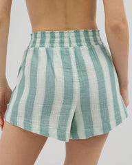 TEAL STRIPE - Cotton Gauze Pajama Shorts | Soma