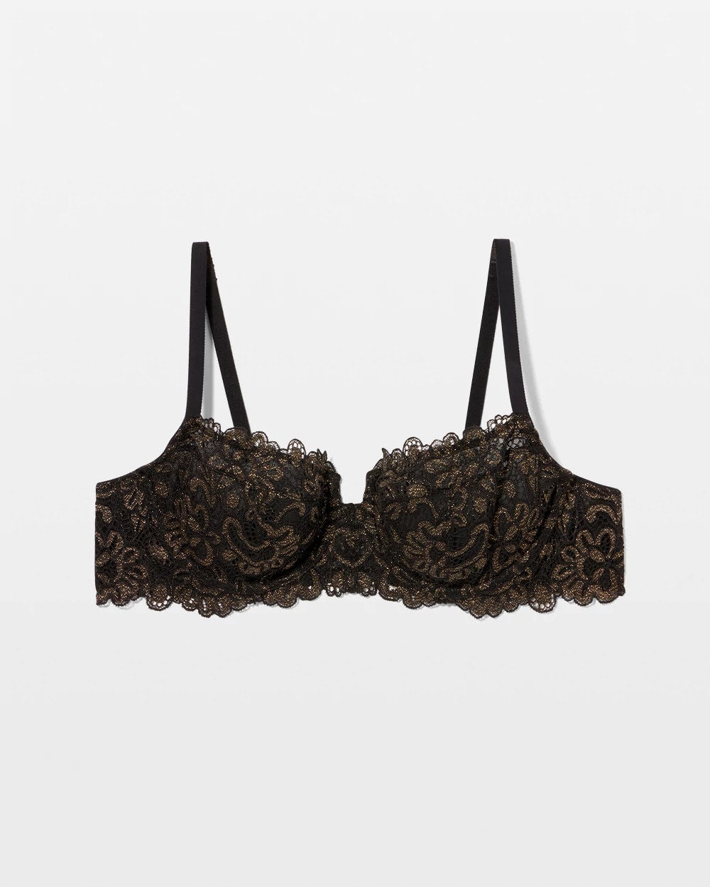 BLACK W/ GOLD FILL - Soma Unlined Lace Balconette Bra | Soma
