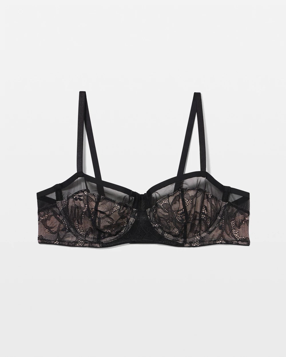 BLACK - Sheer Lace Unlined Balconette Bra | Soma