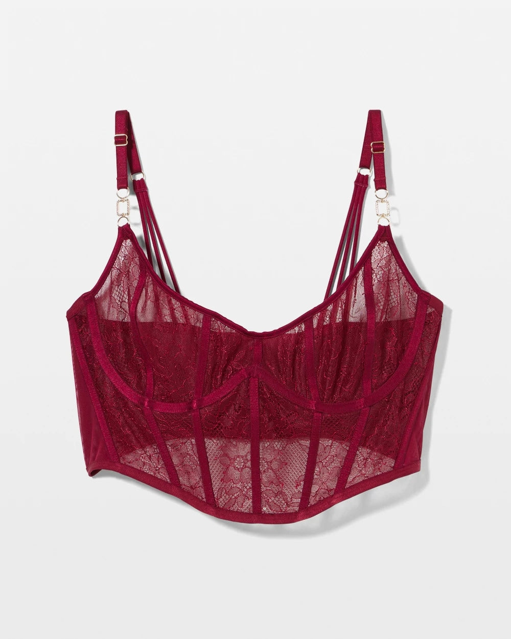 RED VELVET - Sheer Glam Long Line Scoop Bralette | Soma