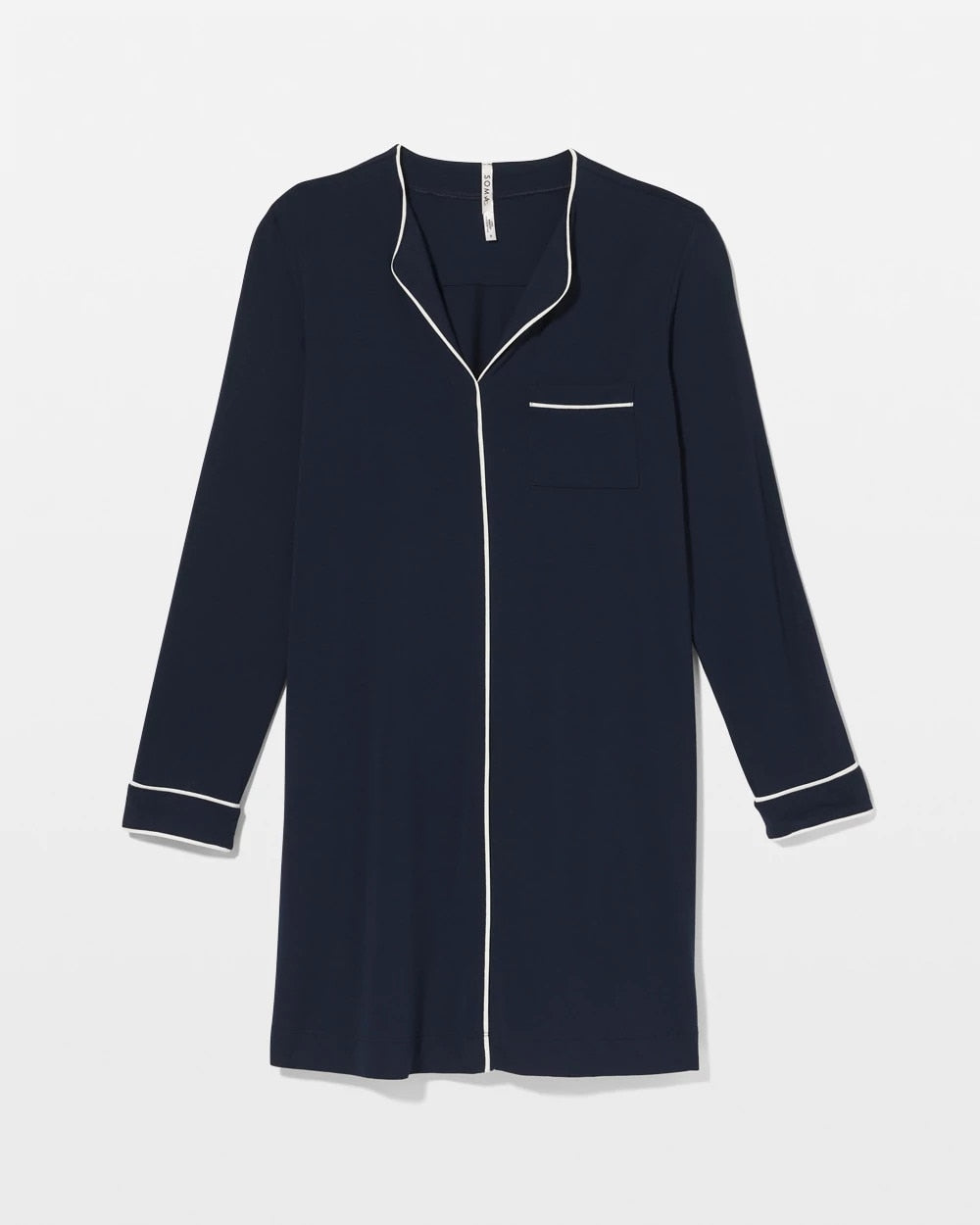 NIGHTFALL NAVY - Piped Long-Sleeve Sleepshirt | Soma