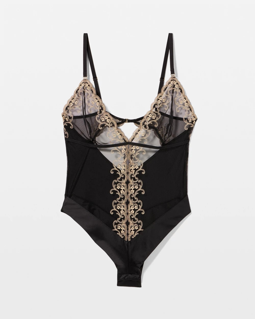 BLACK - Silk + Venice Lace Slim Bodysuit | Soma