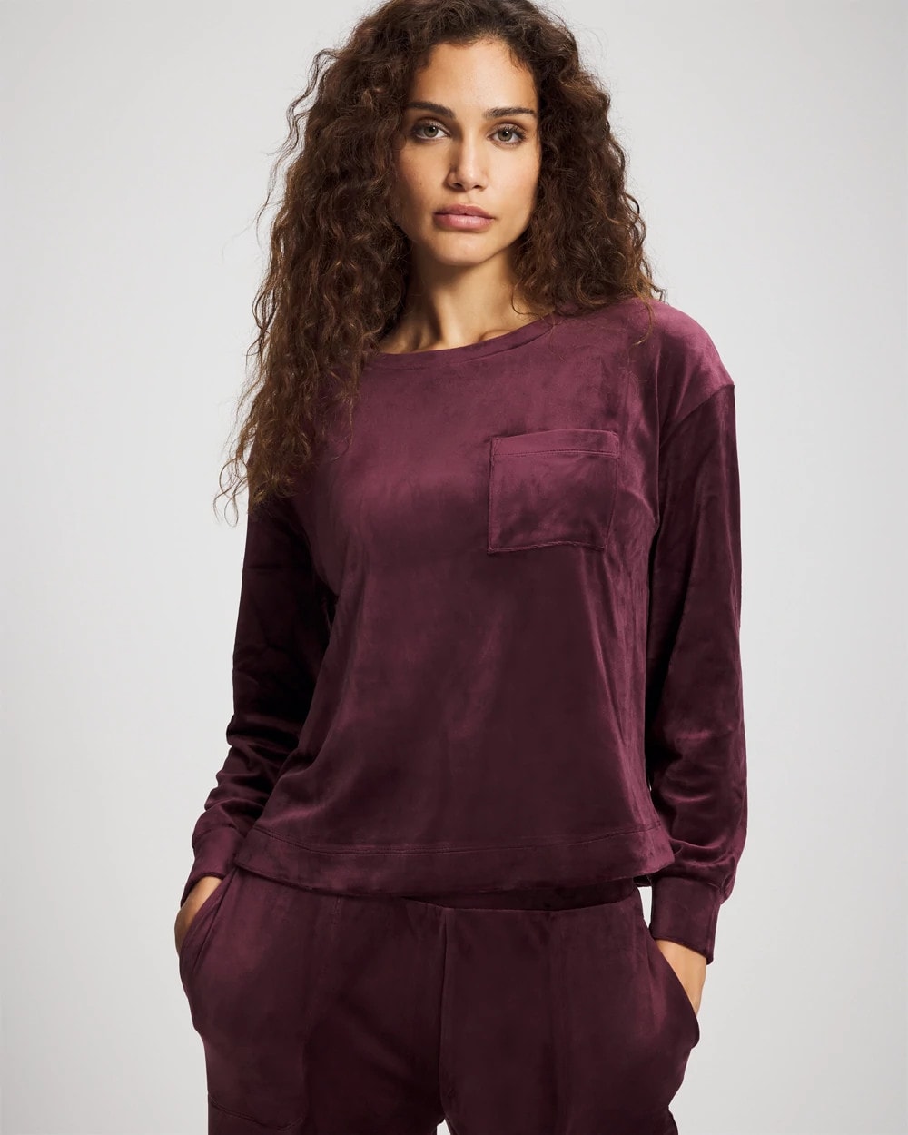 MERLOT - Velour Crewneck Sweatshirt | Soma