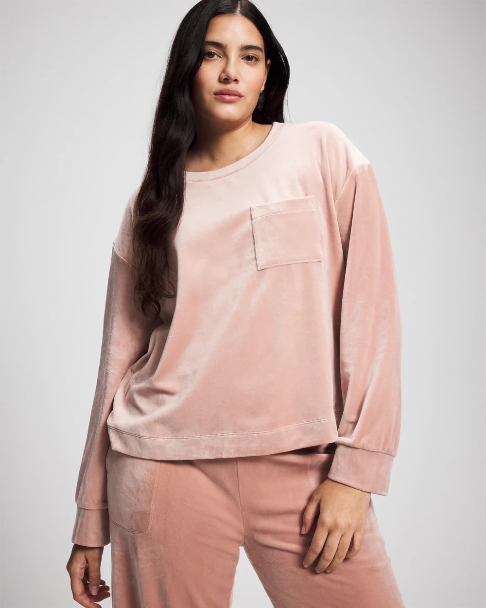 ADOBE ROSE - Velour Crewneck Sweatshirt | Soma