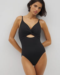 BLACK - Twist-Front Keyhole One-Piece | Soma