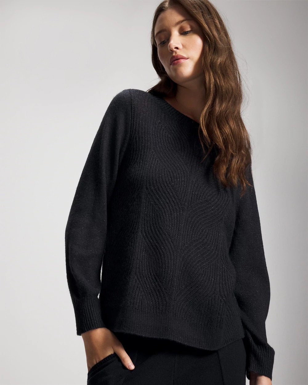 MIDNIGHT SKIES - Shimmer Cable Knit Sweater | Soma
