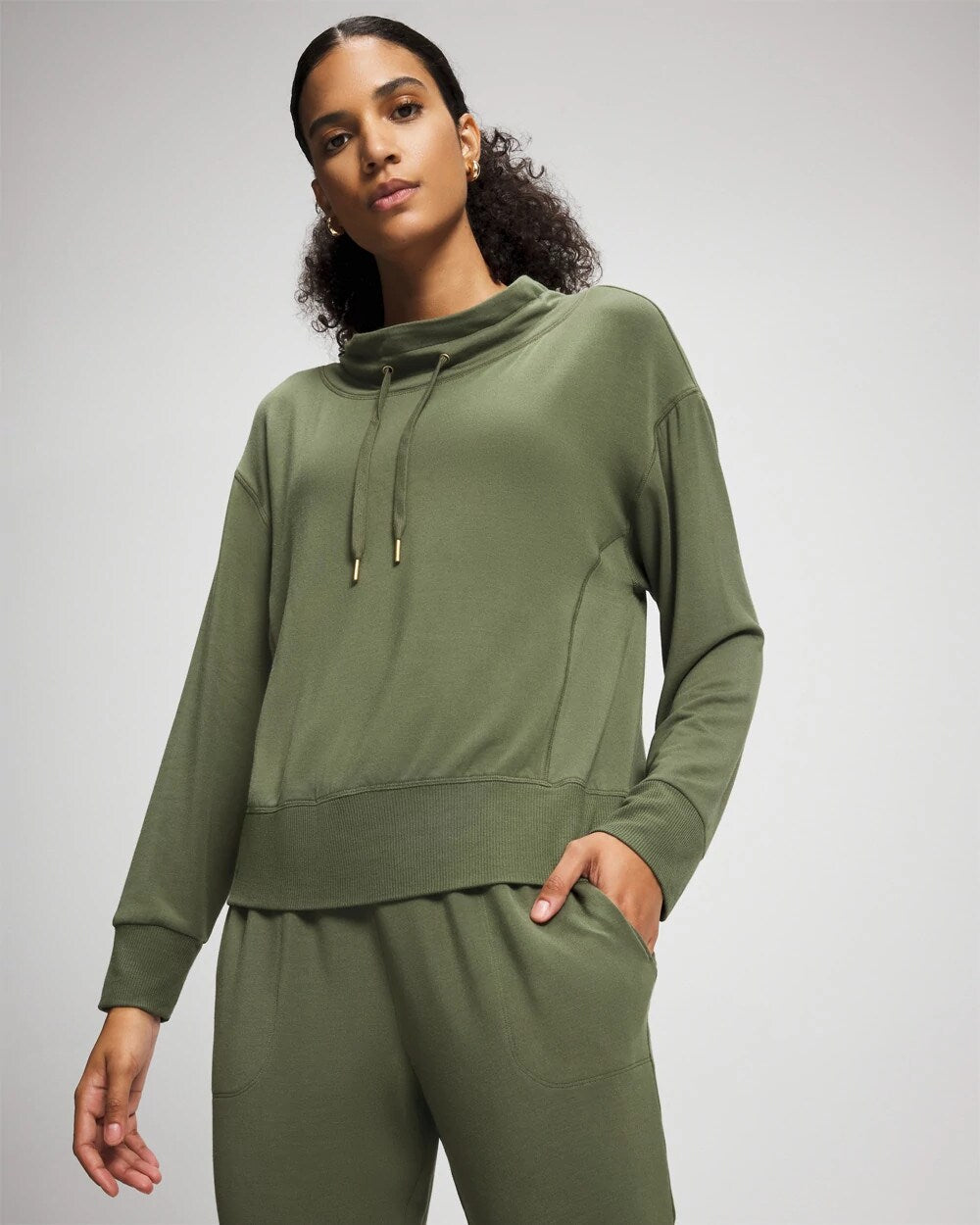 DARK SAGE - Ultrasoft Fleece Relaxed Funnel Neck Sweatshirt | Soma