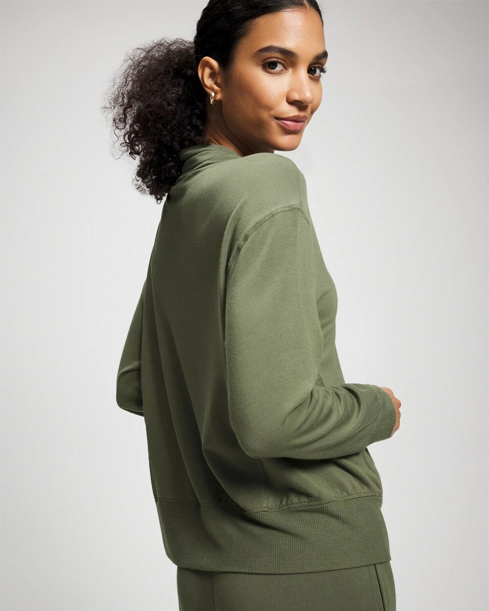 DARK SAGE - Ultrasoft Fleece Relaxed Funnel Neck Sweatshirt | Soma