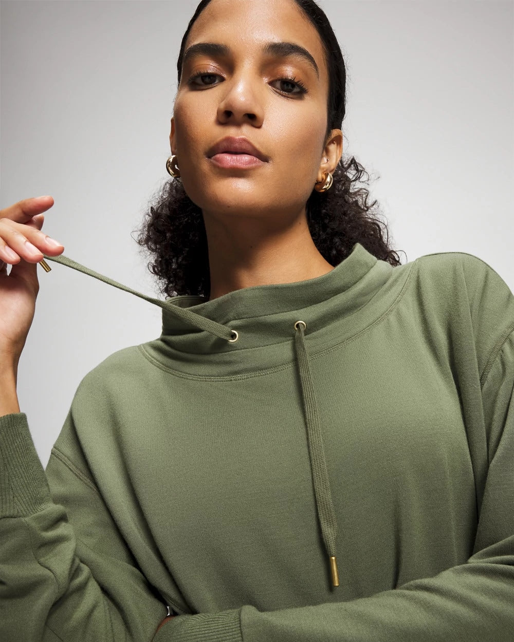 DARK SAGE - Ultrasoft Fleece Relaxed Funnel Neck Sweatshirt | Soma