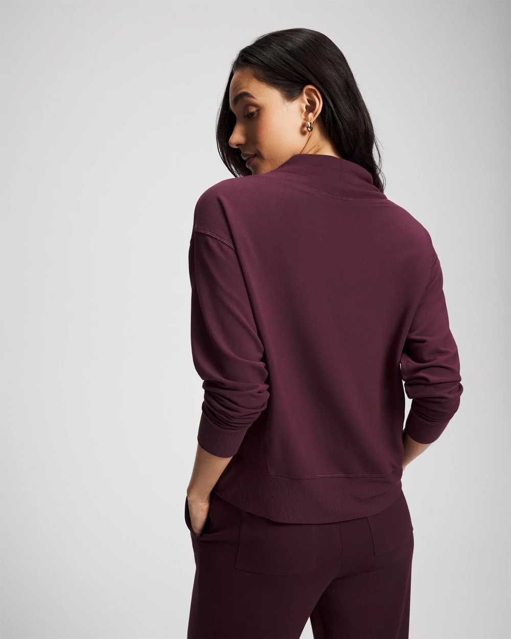 MERLOT - Ultrasoft Fleece Relaxed Funnel Neck Sweatshirt | Soma