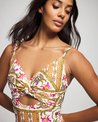 PATCHWORK PALMS COCONUT - Soma Swim Twist-Front Keyhole One-Piece | Soma