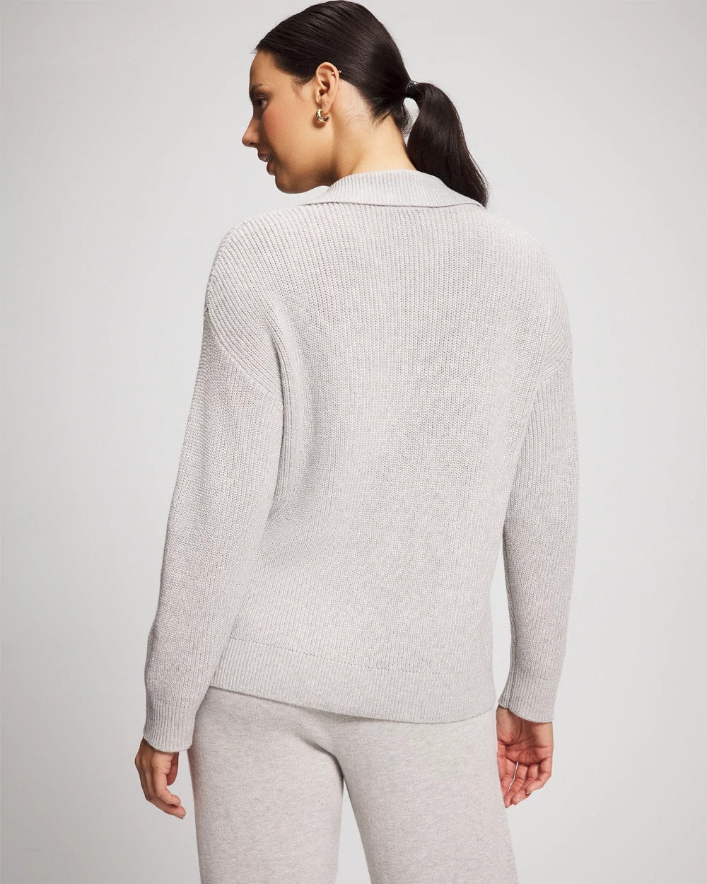 HEATHER STONE - Premier Knit Cable Knit Collared Sweater | Soma