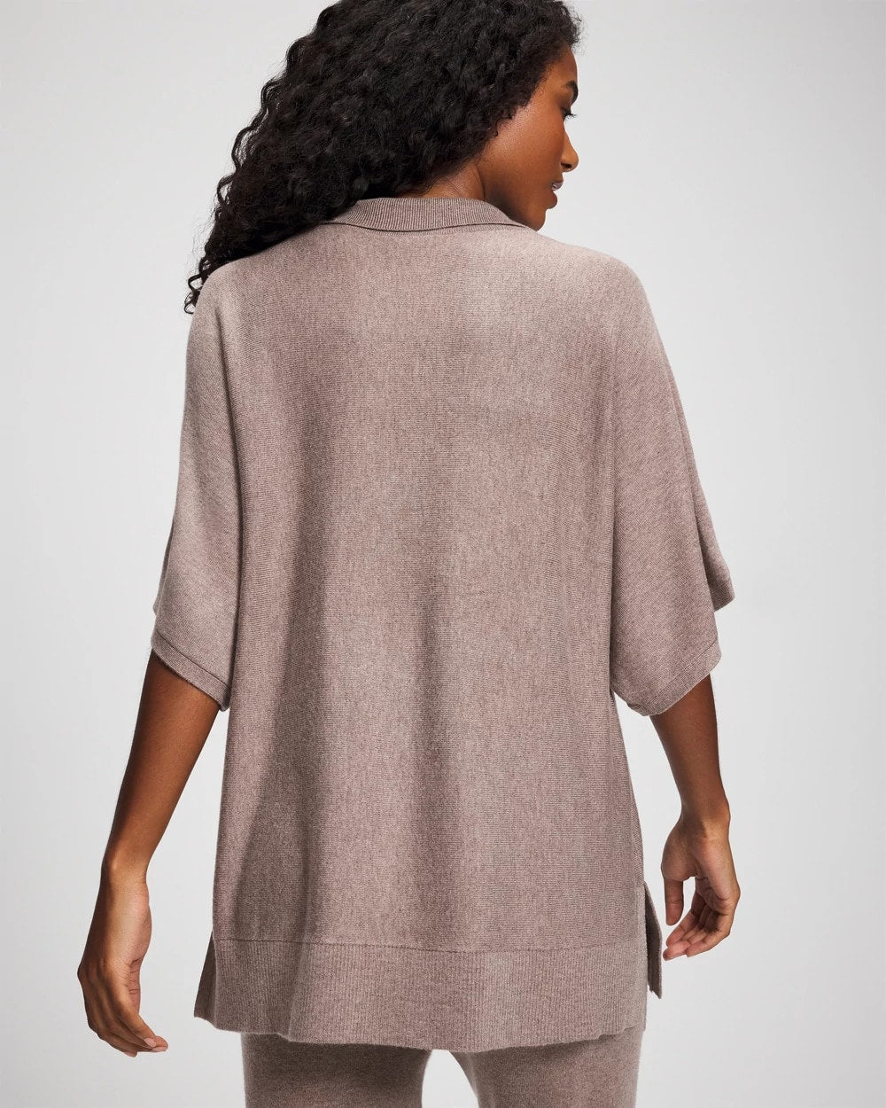 HEATHER FAWN - Premier Knit Sweater Collared Top | Soma