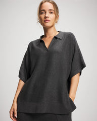 HEATHER QUARTZ - Premier Knit Sweater Collared Top | Soma