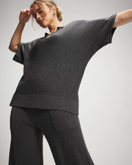HEATHER QUARTZ - Premier Knit Sweater Collared Top | Soma