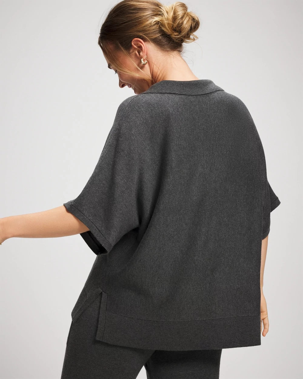 HEATHER QUARTZ - Premier Knit Sweater Collared Top | Soma