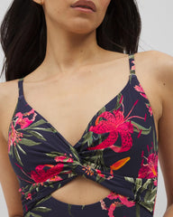 LE TIGRE TROPICAL NAVY - Soma Swim Twist-Front Keyhole One-Piece | Soma