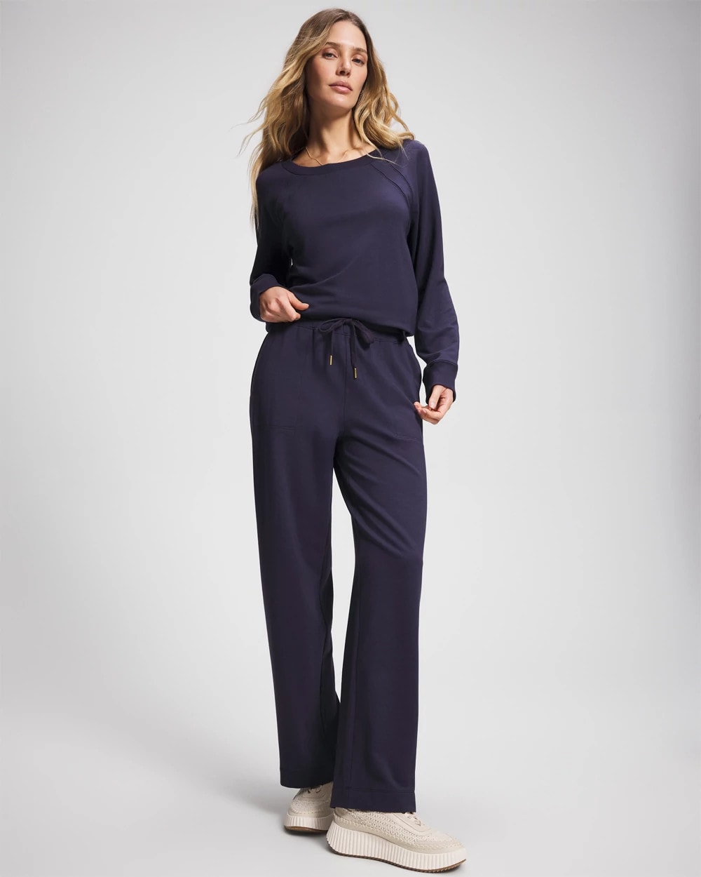 DEEP INDIGO - Essential Terry Straight Leg Pants | Soma