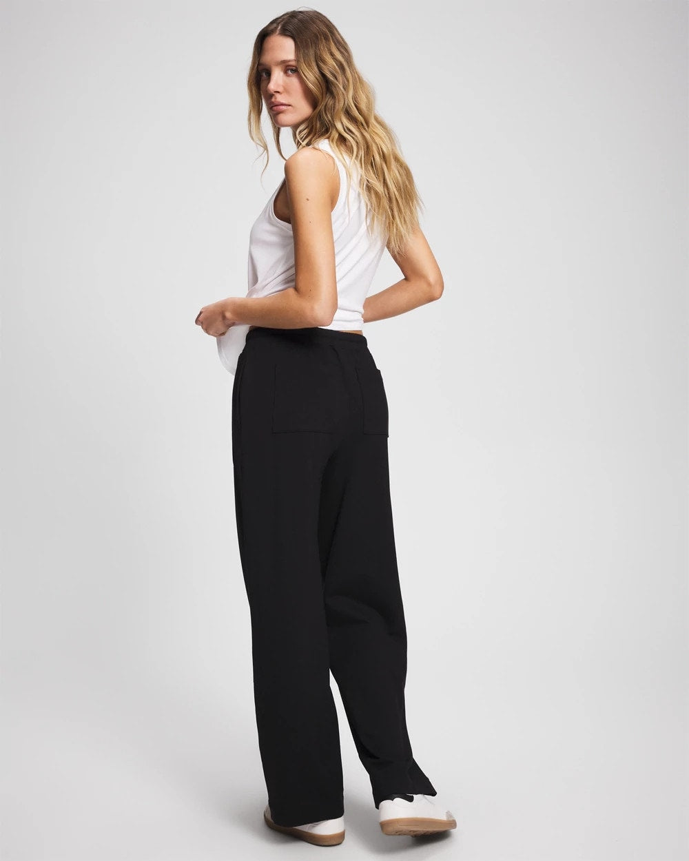 BLACK - Essential Terry Straight Leg Pants | Soma