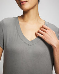 SEDONA SAGE - Rib Knit V-Neck Tee | Soma