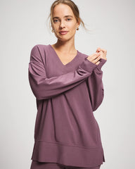 PURPLE FLINT - Ultrasoft Fleece V-Neck Sweatshirt | Soma