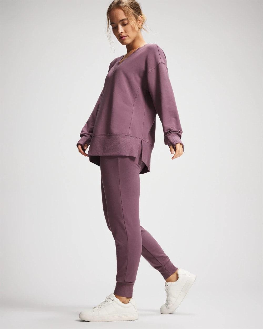 PURPLE FLINT - Ultrasoft Fleece V-Neck Sweatshirt | Soma