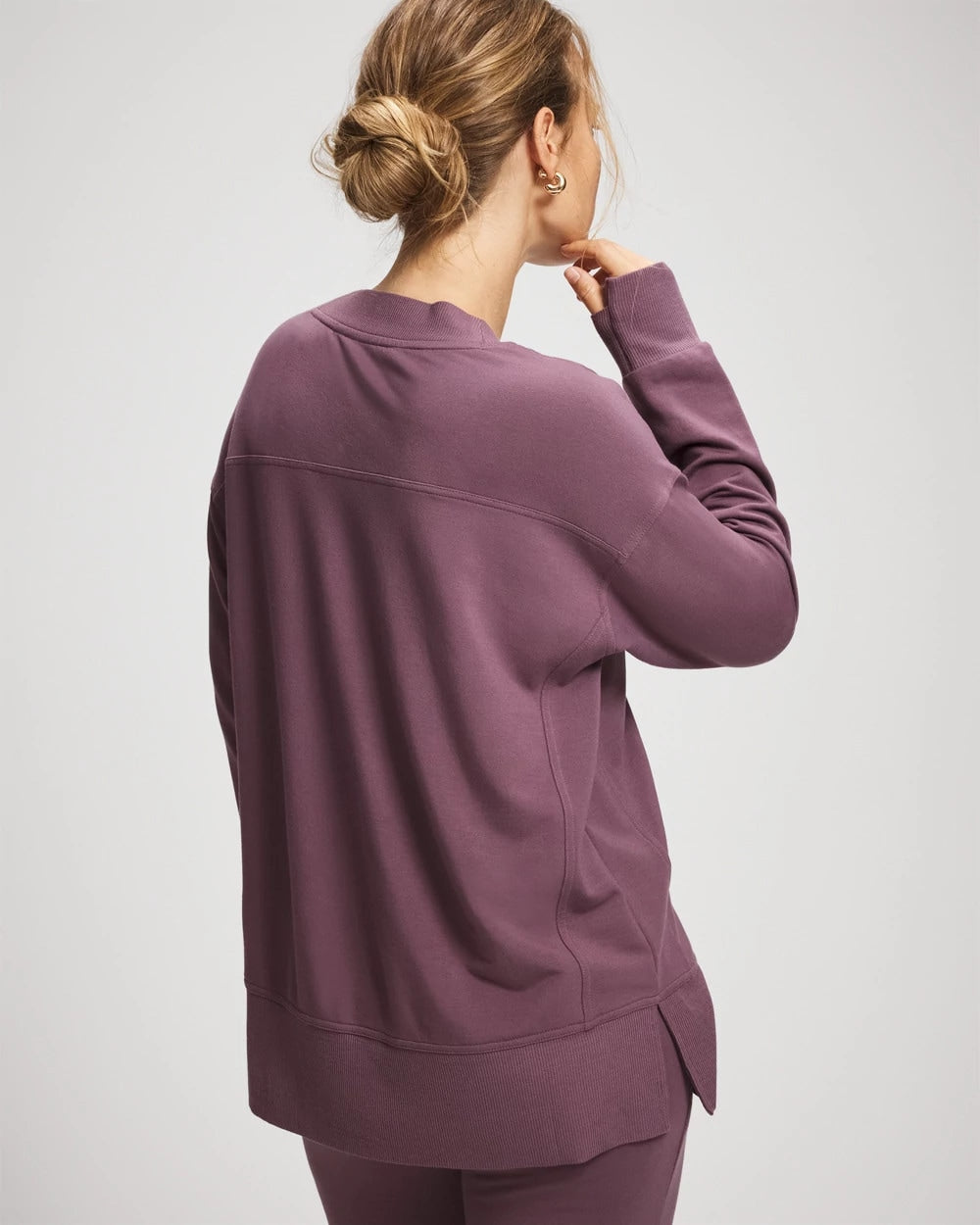 PURPLE FLINT - Ultrasoft Fleece V-Neck Sweatshirt | Soma