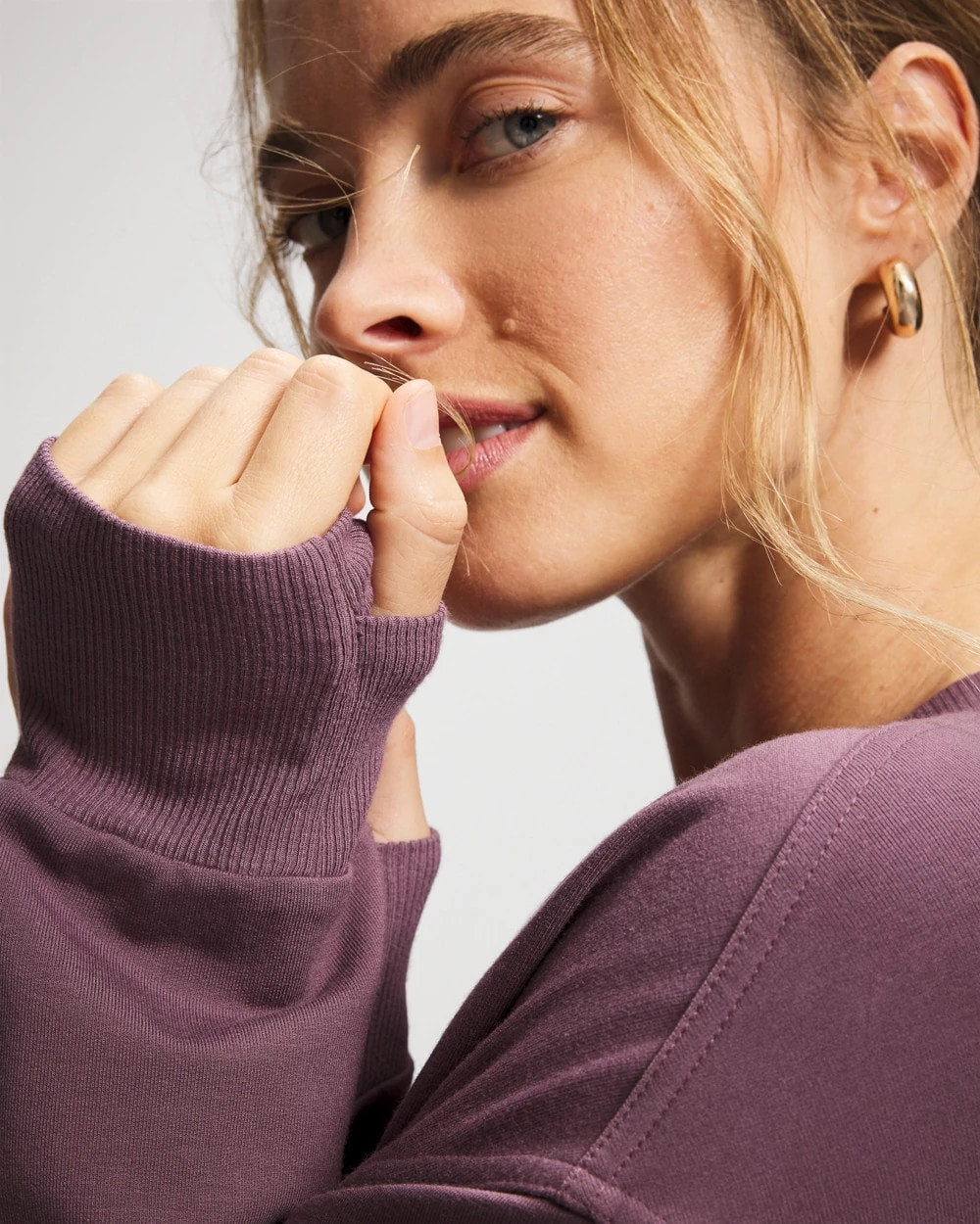 PURPLE FLINT - Ultrasoft Fleece V-Neck Sweatshirt | Soma