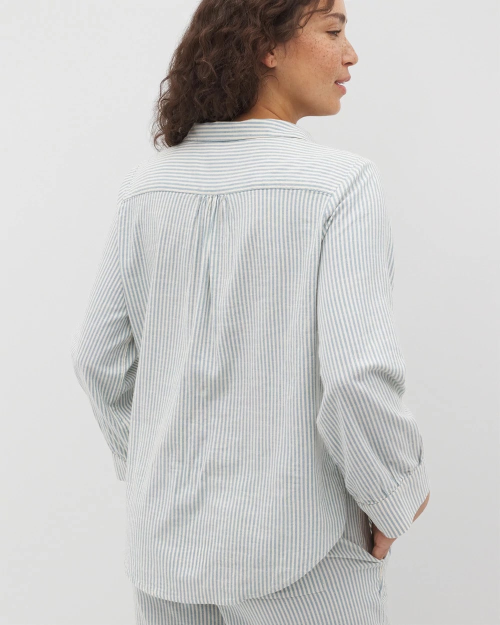 BLUE HEAVEN STRIPE - Beach Cotton Long Sleeve Button-Up | Soma