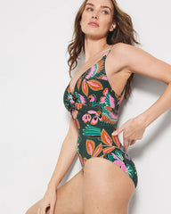 PARROT-ISE LUSH EMERALD - Twist-Front Keyhole One-Piece | Soma