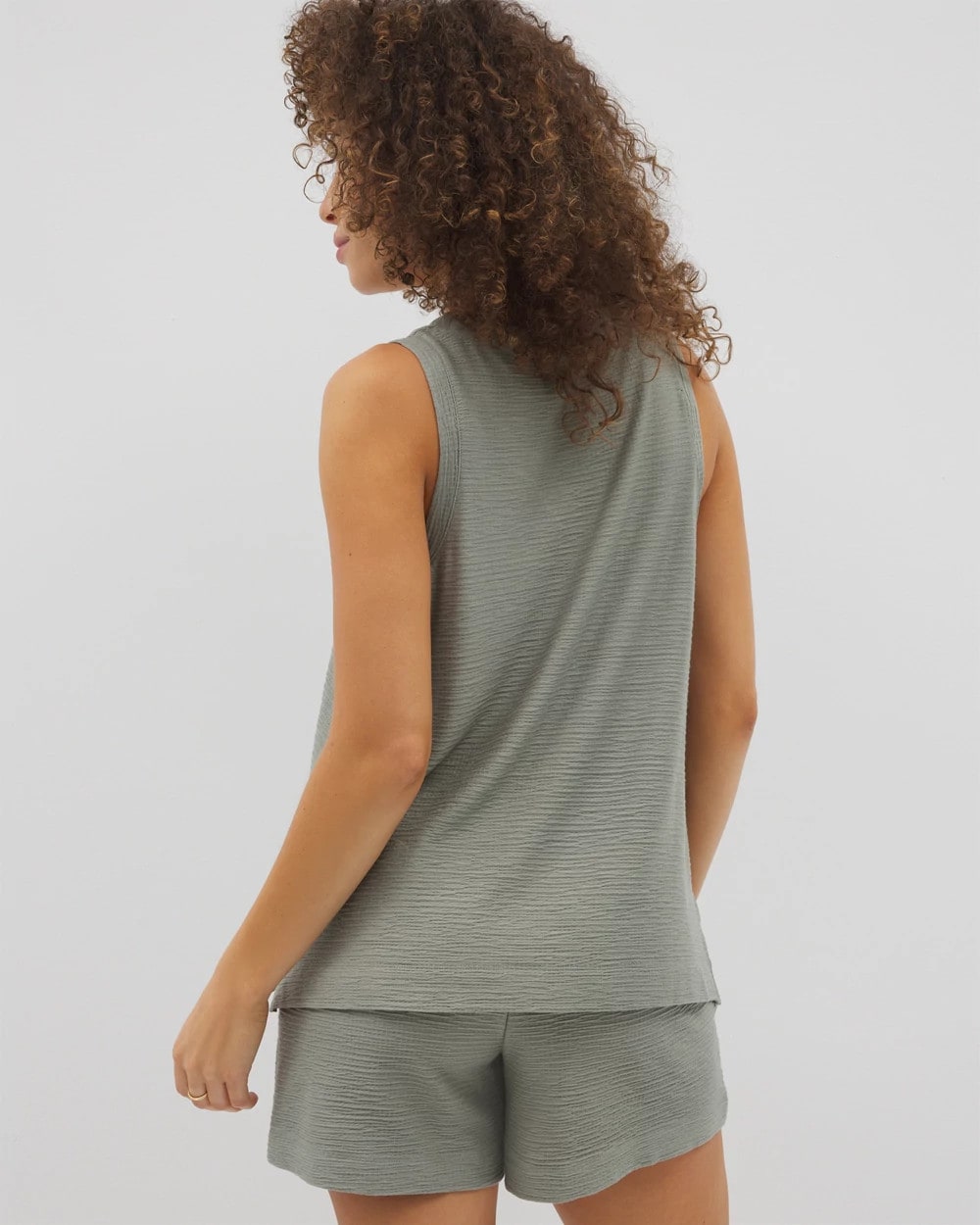 RESTORATION GREEN - Crinkle Knit Tank Top | Soma