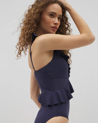 DARK NAVY - Beyond Control Solid Essentials Ruffle One-Piece | Soma