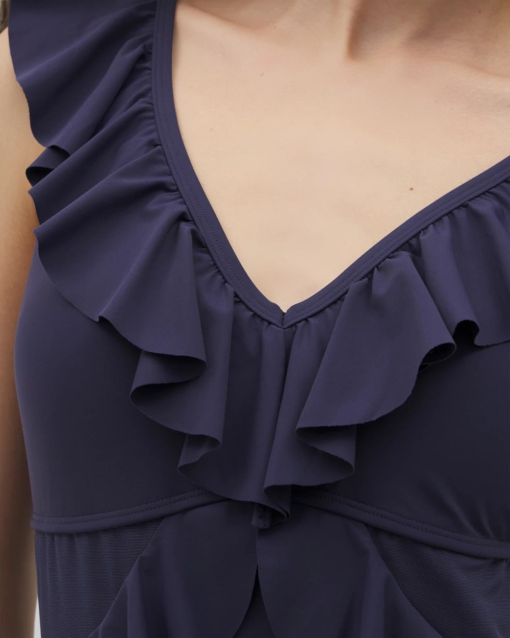 DARK NAVY - Beyond Control Solid Essentials Ruffle One-Piece | Soma
