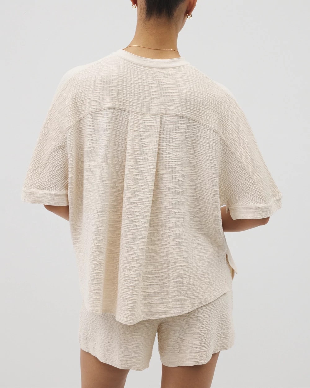 PARCHMENT - Crinkle Knit Relaxed Button-Up Top | Soma