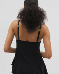 BLACK - Beyond Control Solid Essentials Ruffle Swim Dress | Soma