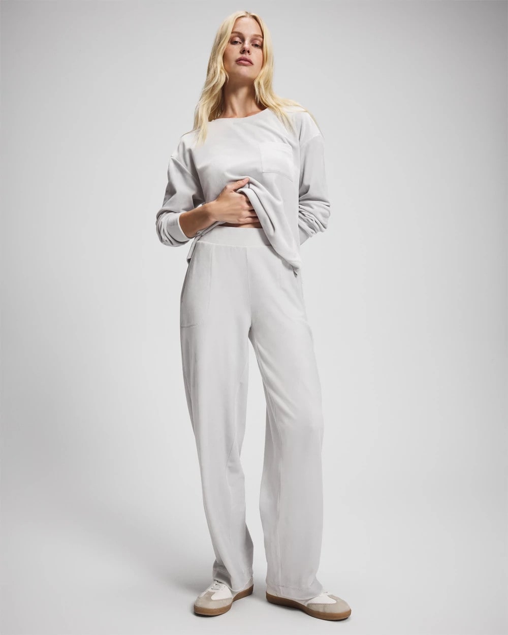 VAPOR GRAY - Velour Straight Leg Pants | Soma