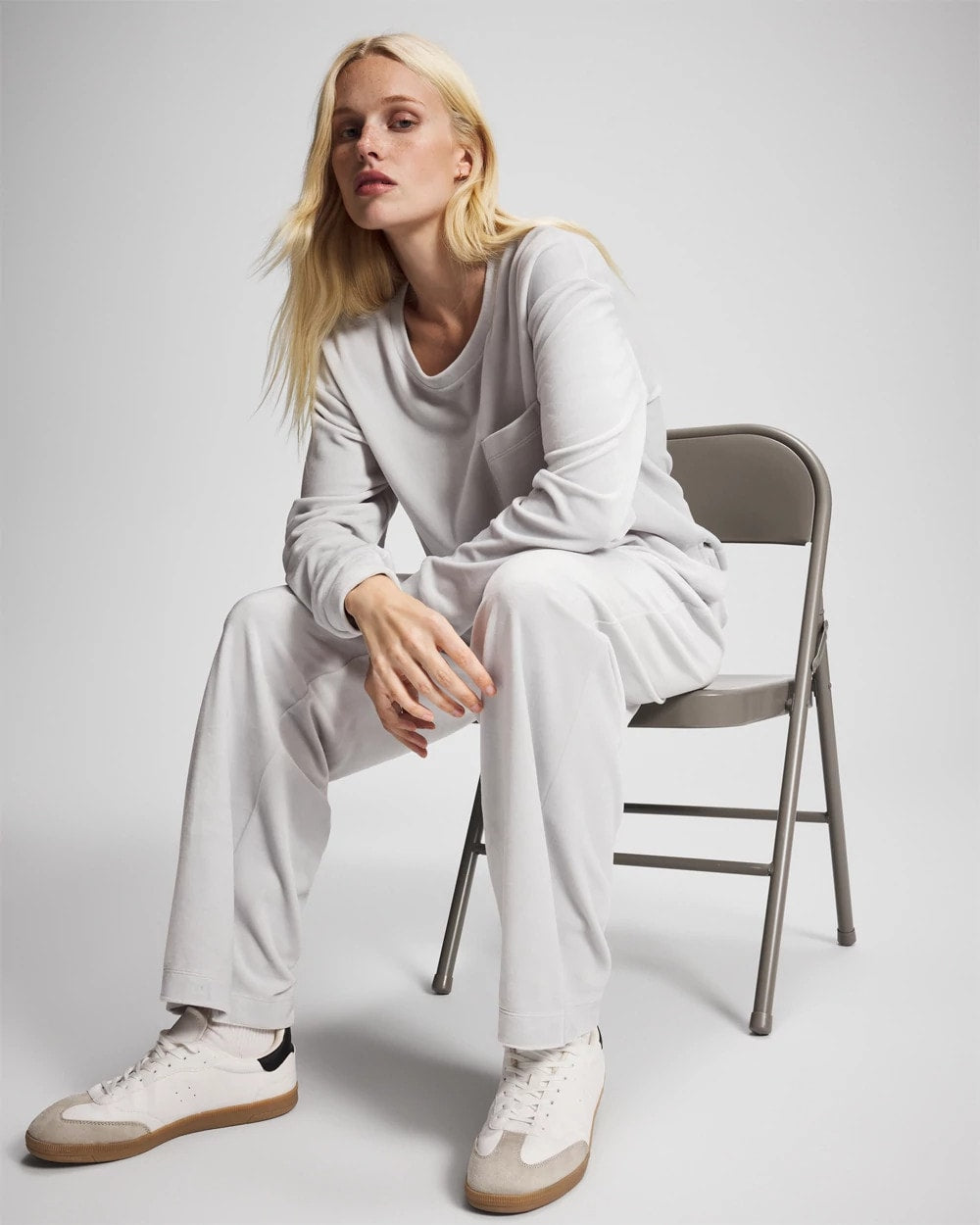 VAPOR GRAY - Velour Straight Leg Pants | Soma