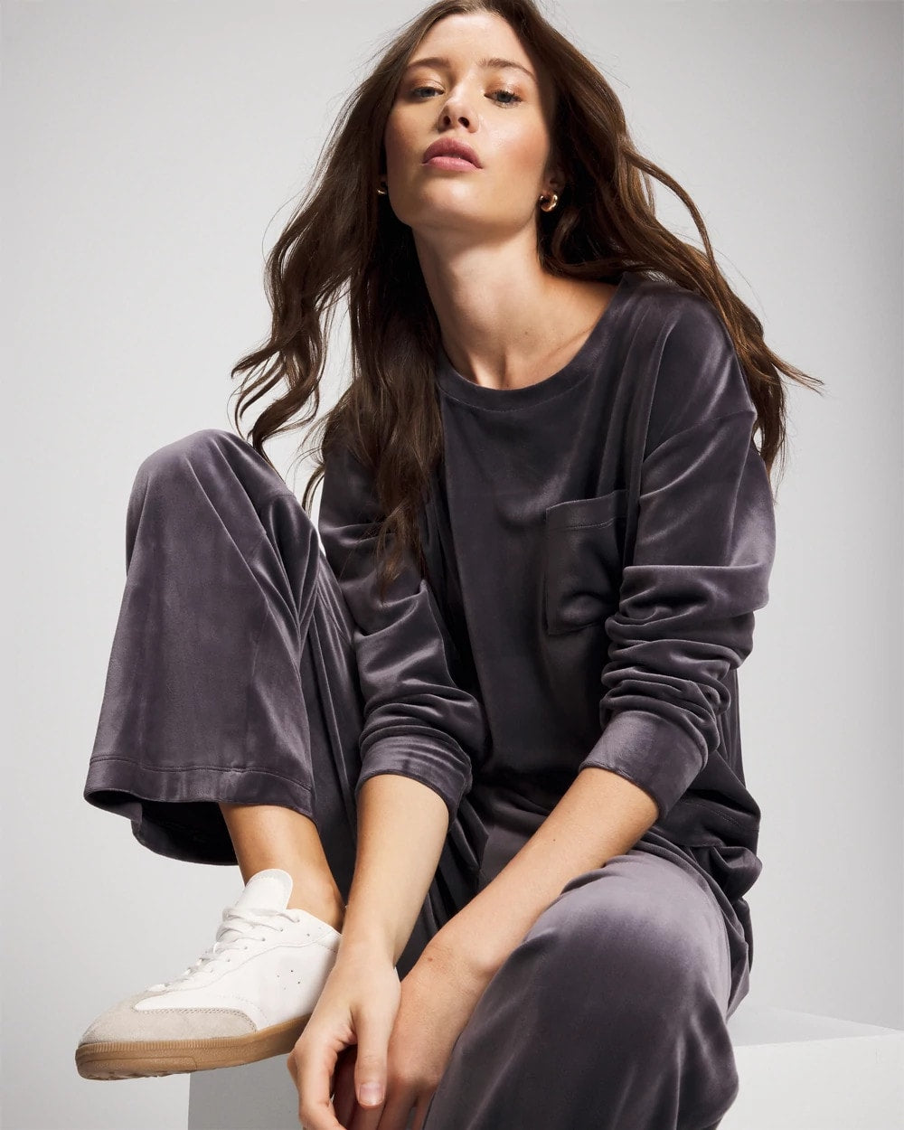 GRAY INK - Velour Straight Leg Pants | Soma