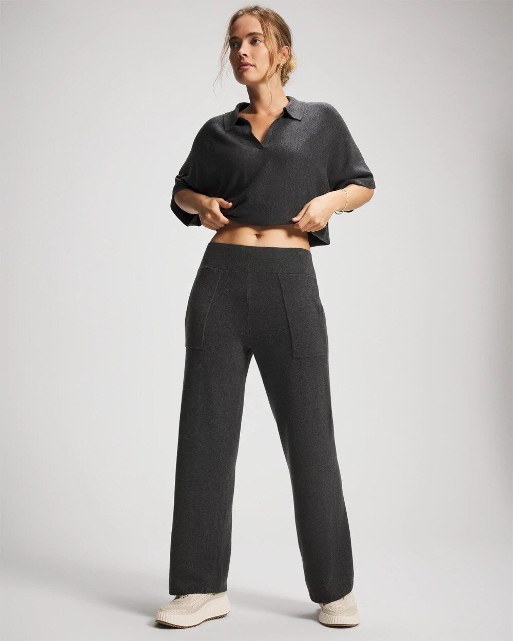 HEATHER QUARTZ - Premier Knit Sweater Wide Leg Pant | Soma