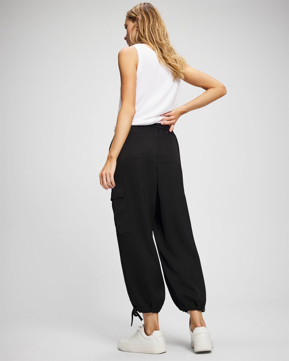 BLACK - Satin Relaxed Cargo Pant | Soma