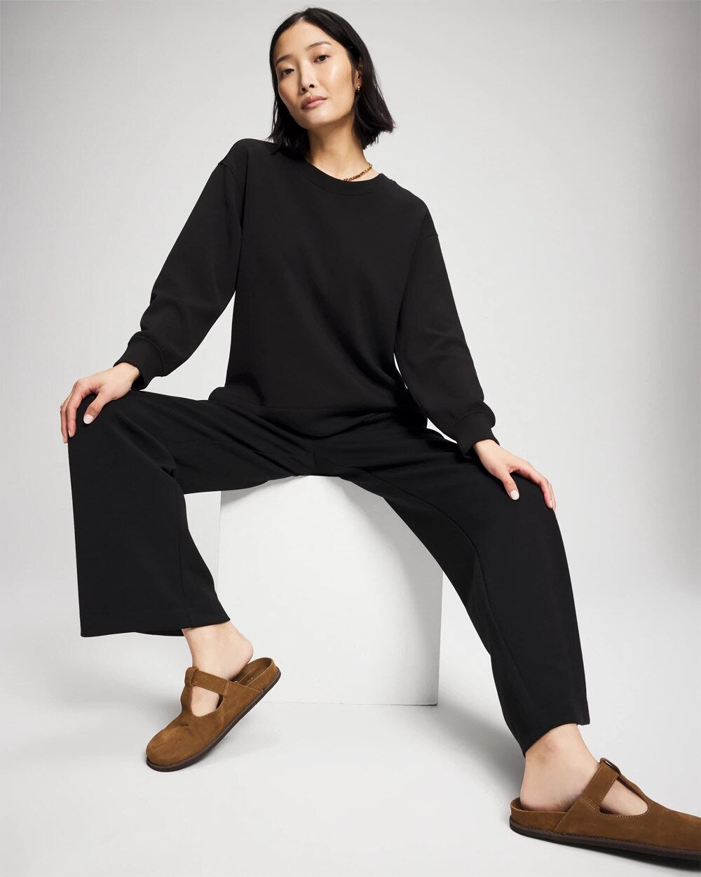 BLACK - Modern Modal Straight Leg Pant | Soma
