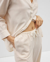 PALE SAND STRIPE - Beach Cotton Crop Pant | Soma
