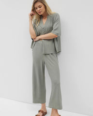 RESTORATION GREEN - Crinkle Knit Wide Leg Pant | Soma