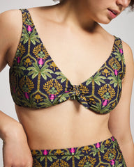 PALMY PATTERNS NAVY - Tie Front Bikini Top | Soma