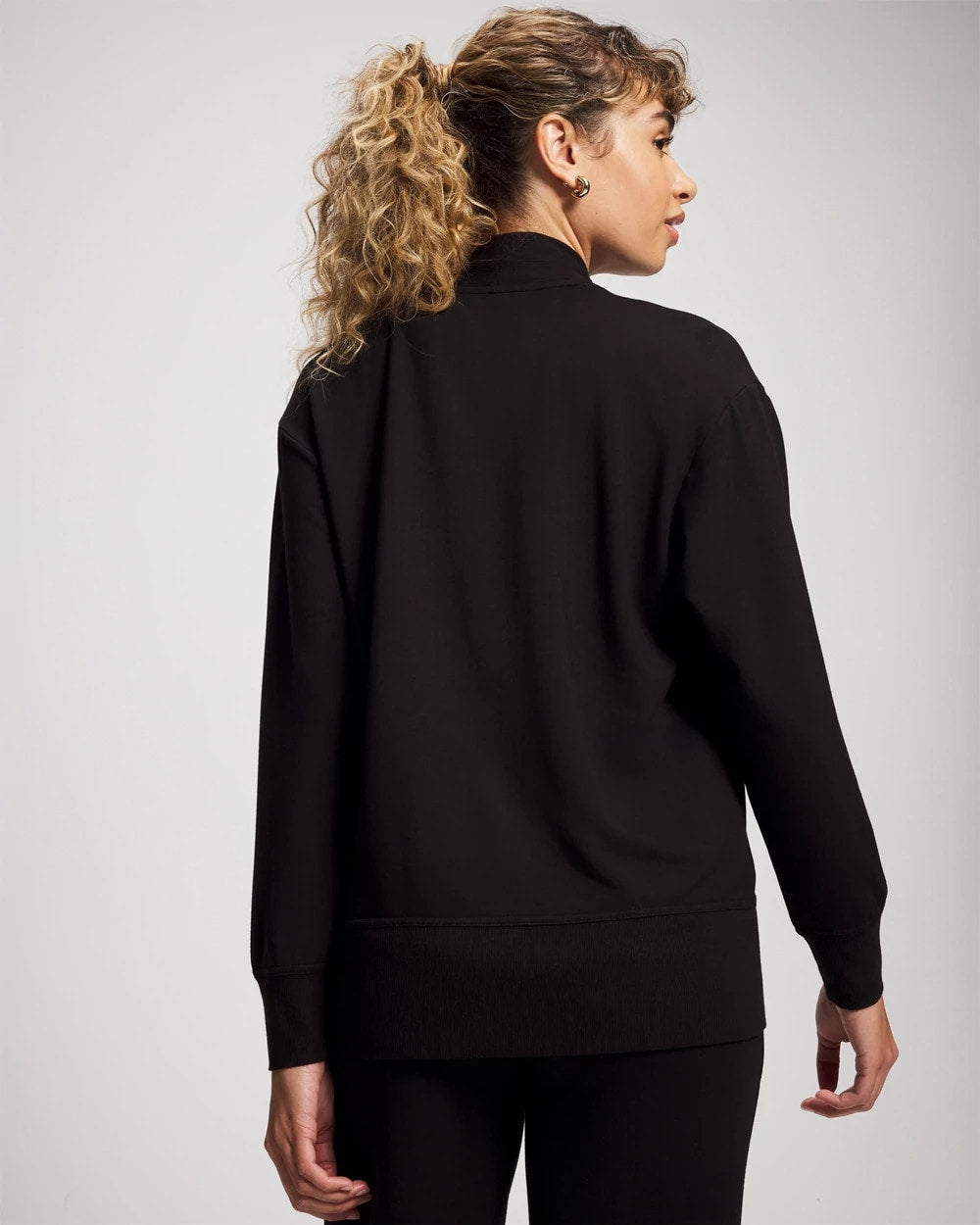 BLACK - Ultrasoft Fleece Relaxed Button Up Cardigan | Soma